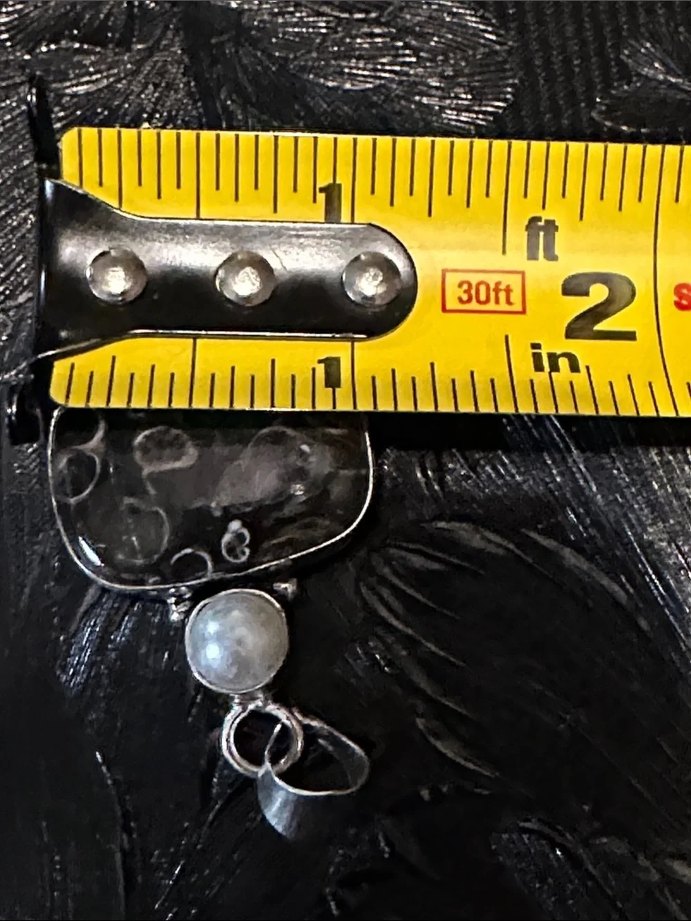 Artisan Black and White Jasper Pendant with Pearl Accent